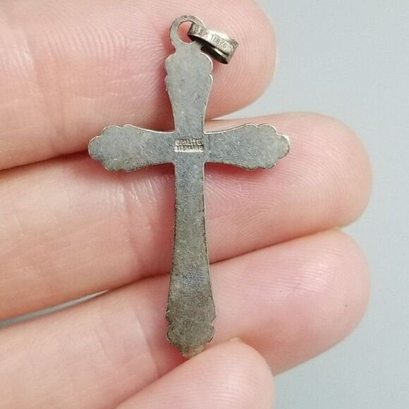 Vintage Sterling Silver Cross Pendant, Signed, Religious, Estate, Charm - Picture 9 of 10